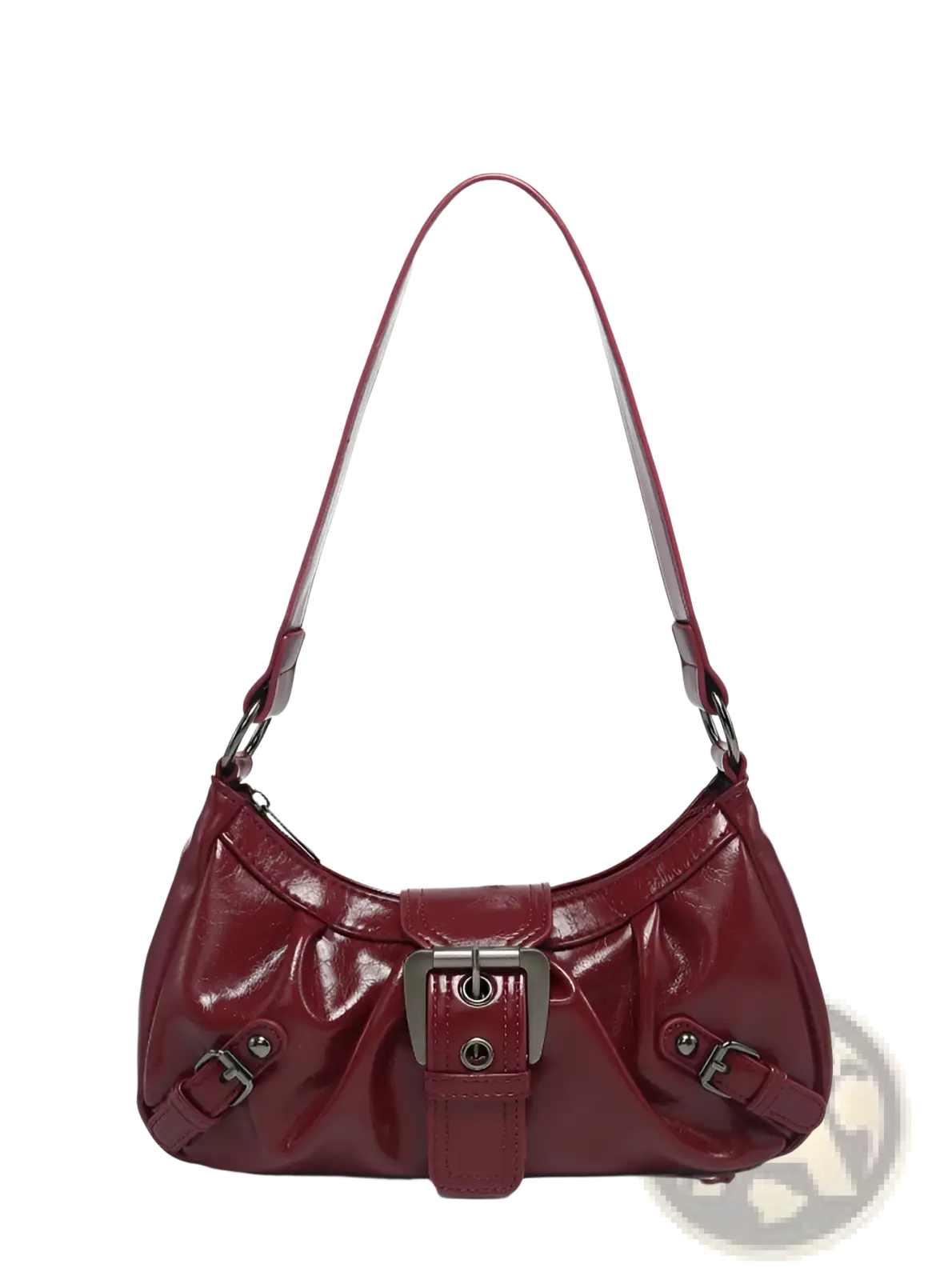 Vintage Leather Shoulder Bag with Buckle Details