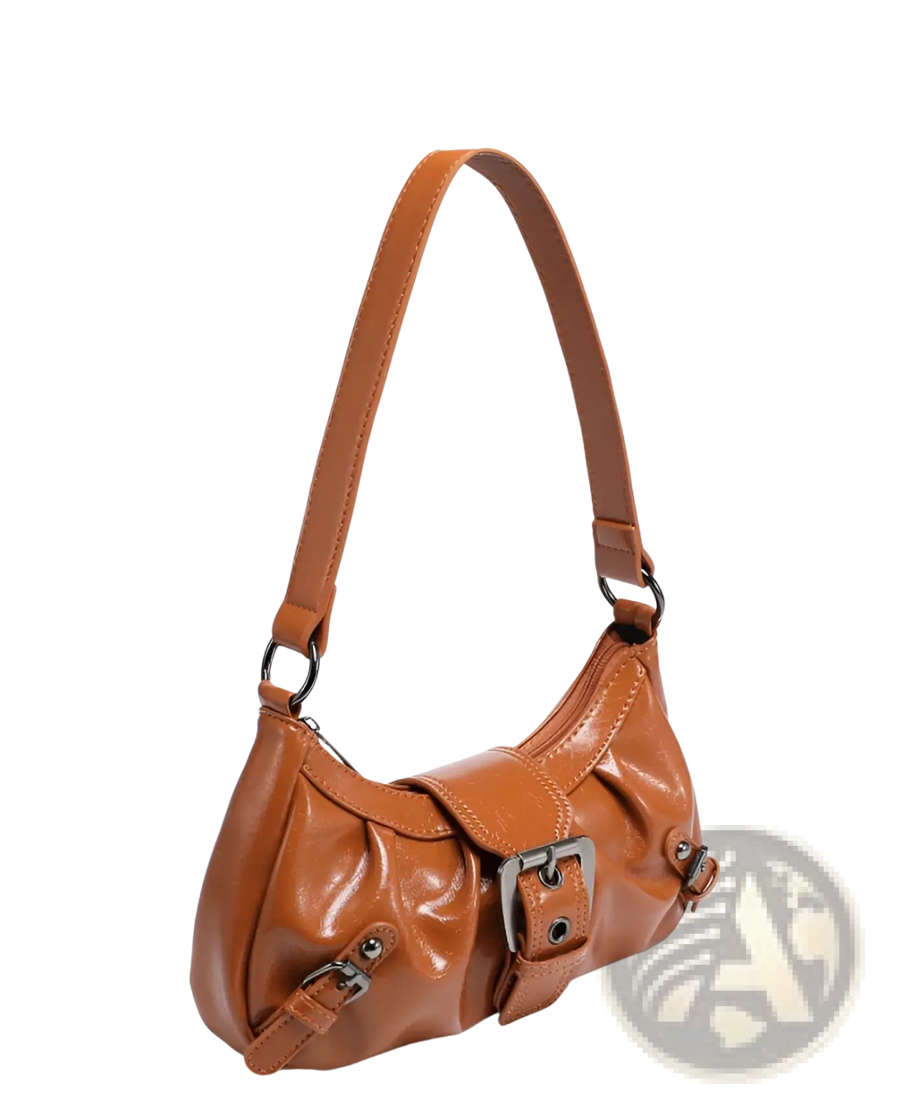 Vintage Leather Shoulder Bag with Buckle Details