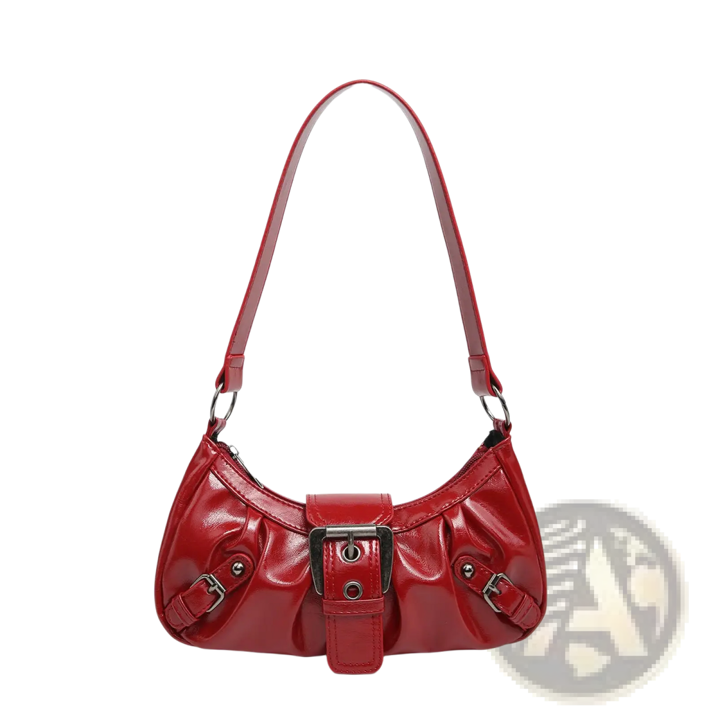 Vintage Leather Shoulder Bag with Buckle Details