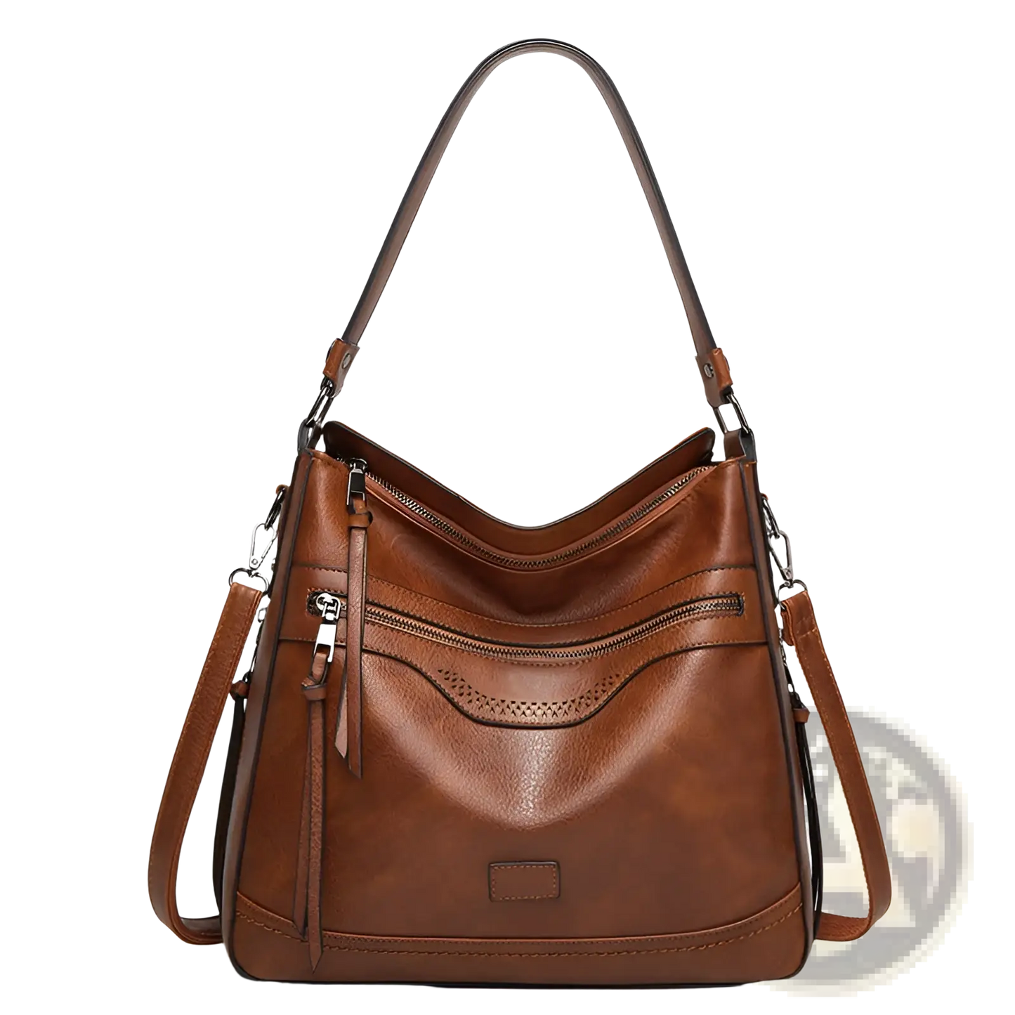 Vintage Leather Tote Bag Multi Pocket Shoulder Purse