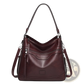 Vintage Leather Tote Bag Multi Pocket Shoulder Purse