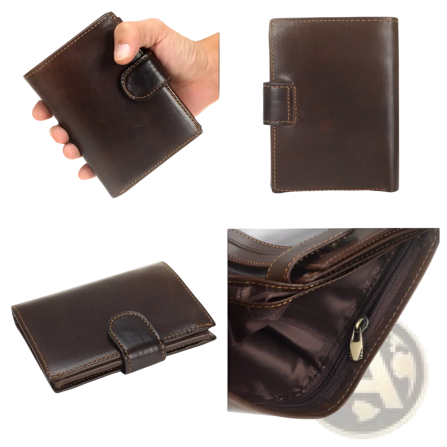 Vintage Leather Wallet Slim Cowhide Bifold Coin Purse