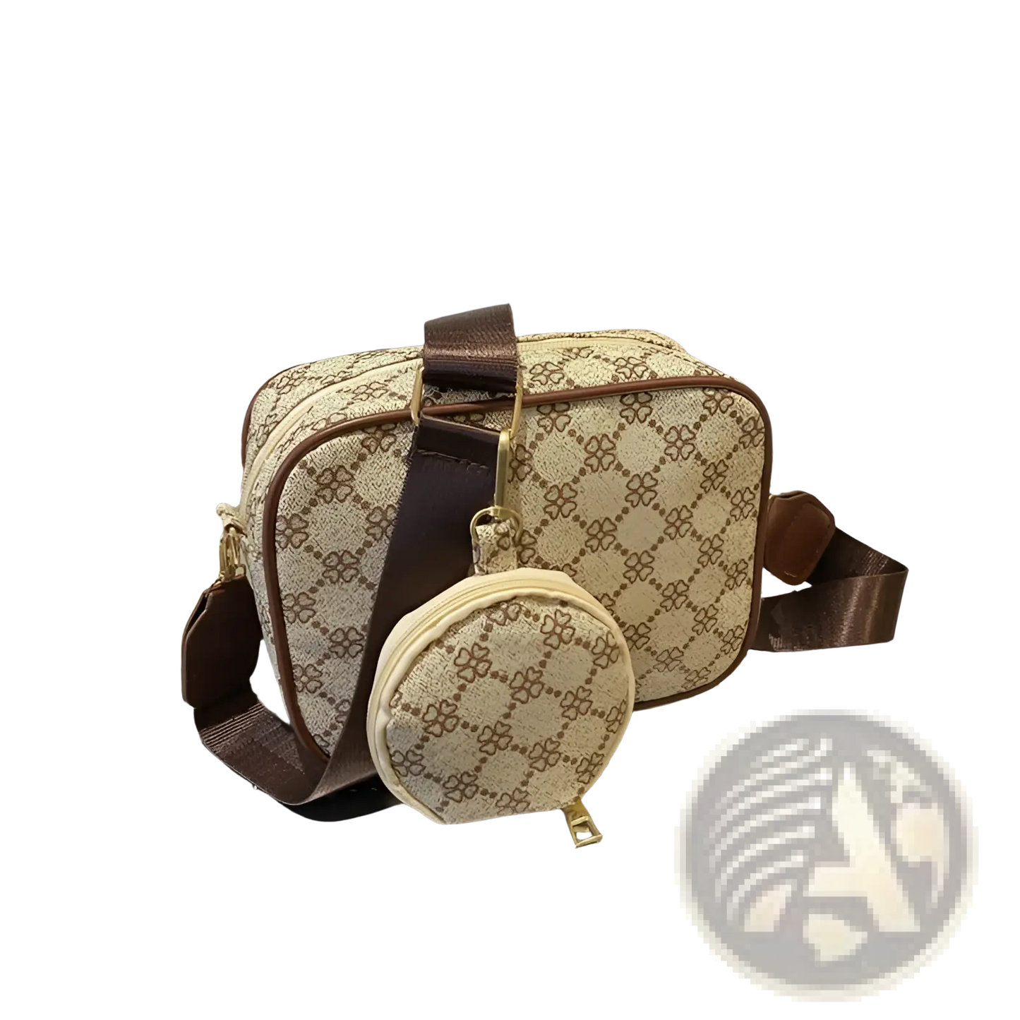Vintage Monogram Shell Crossbody Bag with Coin Pouch