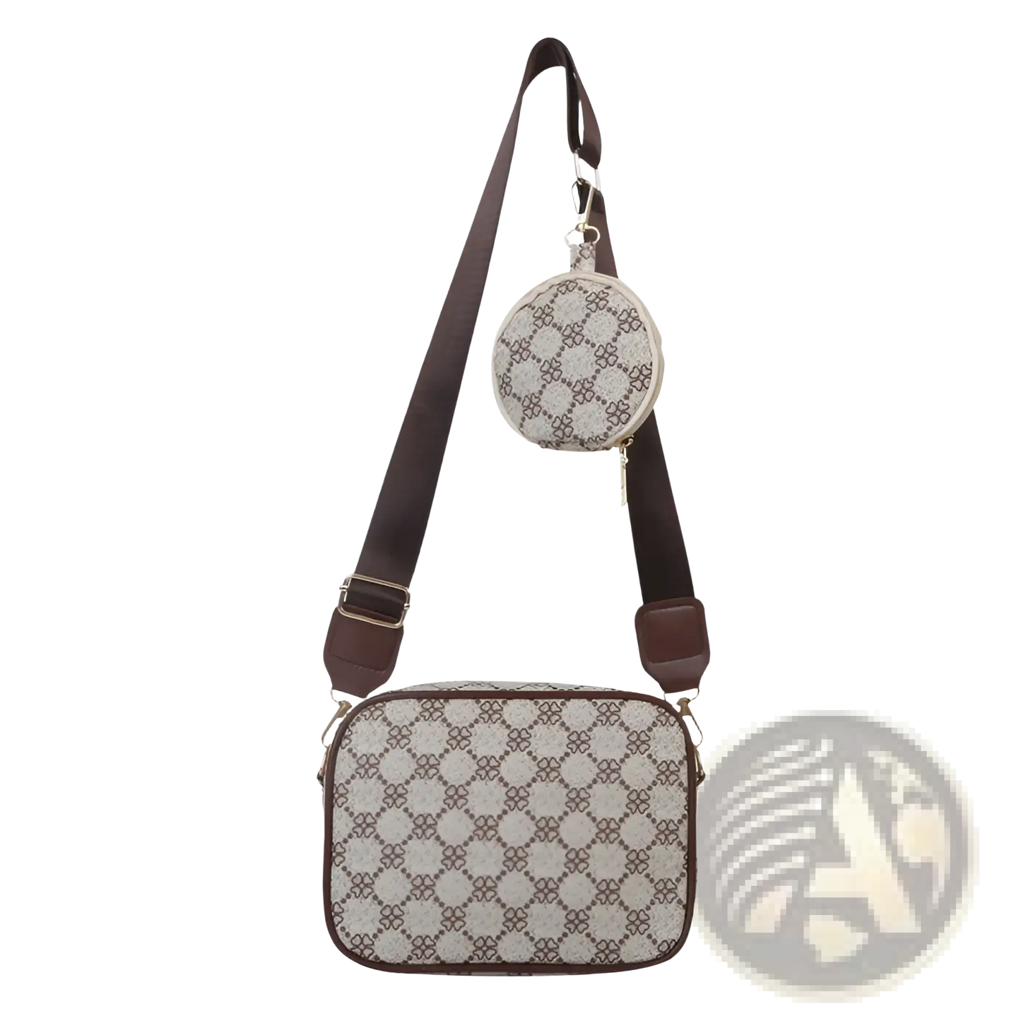 Vintage Monogram Shell Crossbody Bag with Coin Pouch