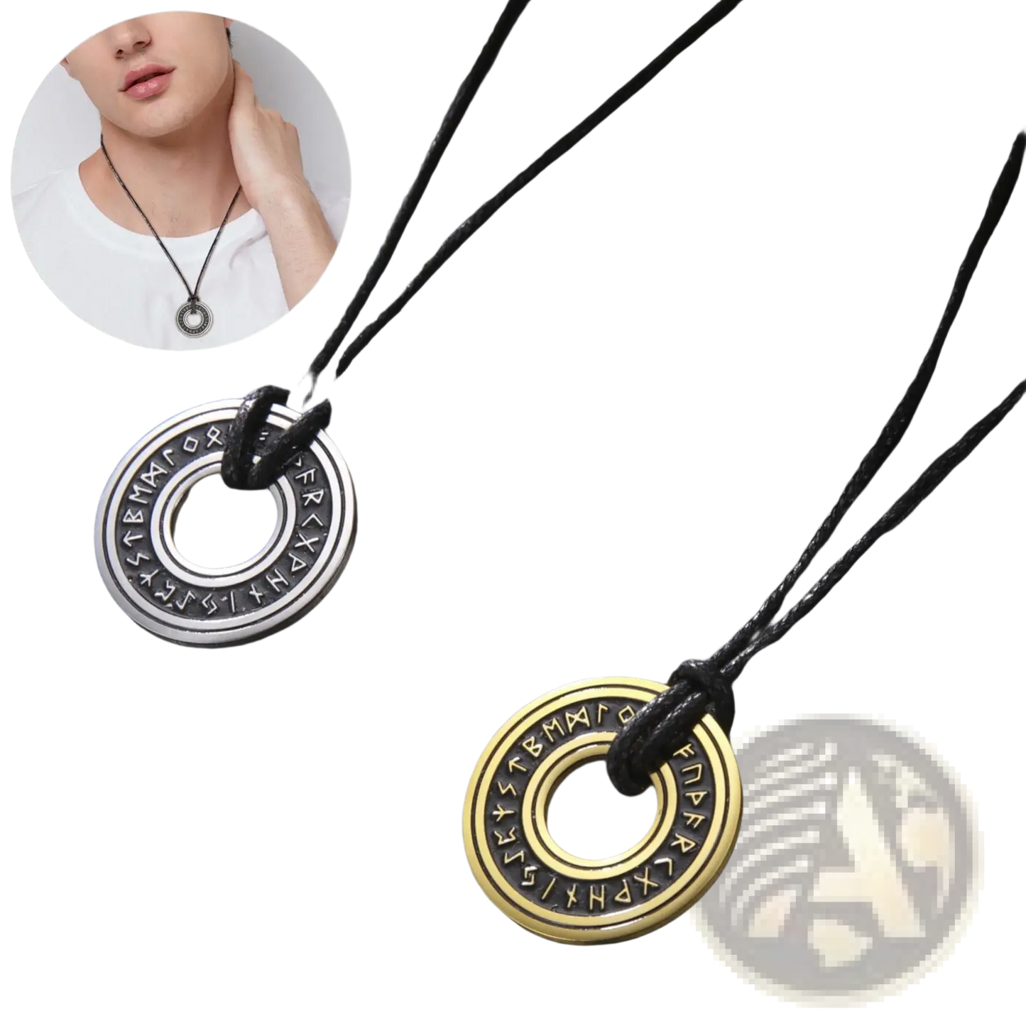 Vintage Nordic Rune Pendant Stainless Steel Viking Necklace