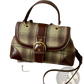 Vintage Plaid Crossbody Bag with Leather Trim