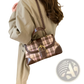 Vintage Plaid Crossbody Bag with Leather Trim