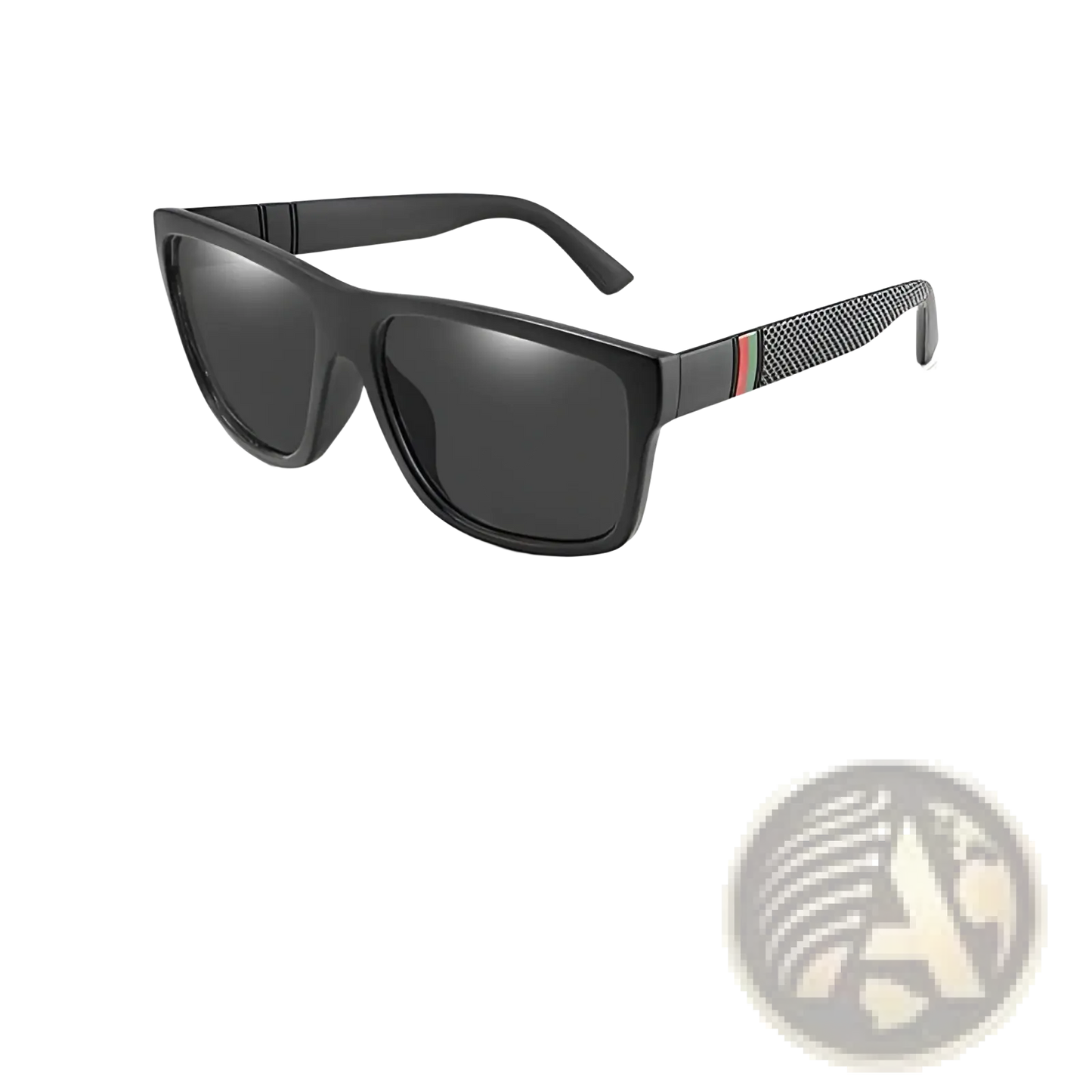 Vintage Polarized Square Sunglasses with Striped Temples