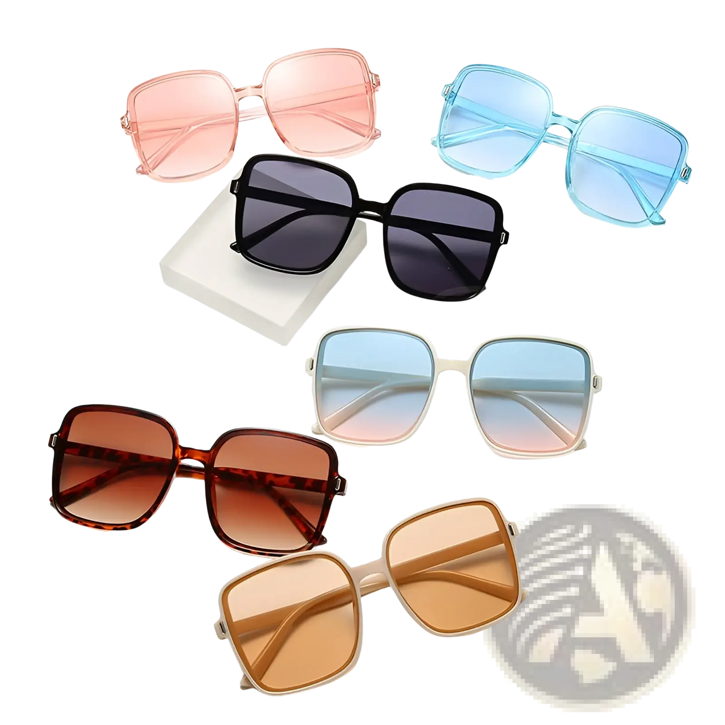 Vintage Square Gradient Uv Protection Fashion Sunglasses