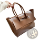 Vintage Structured Leather Tote Bag with Top Handles
