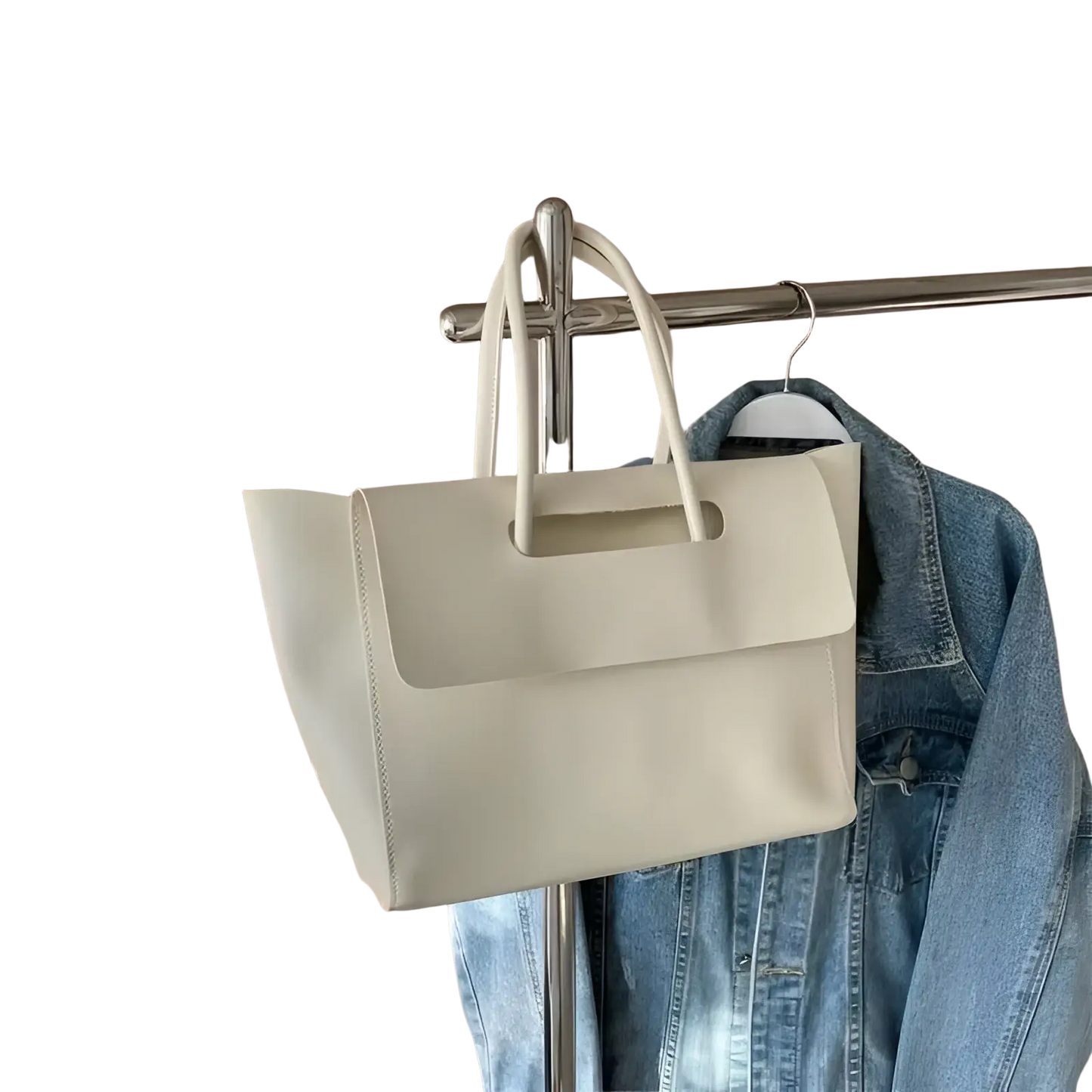 Vintage Structured Leather Tote Bag with Top Handles