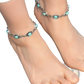 Vintage Turquoise Silver Ornate Boho Anklet
