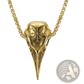 Vintage Viking Runic Raven Skull Pendant Necklace