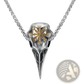 Vintage Viking Runic Raven Skull Pendant Necklace