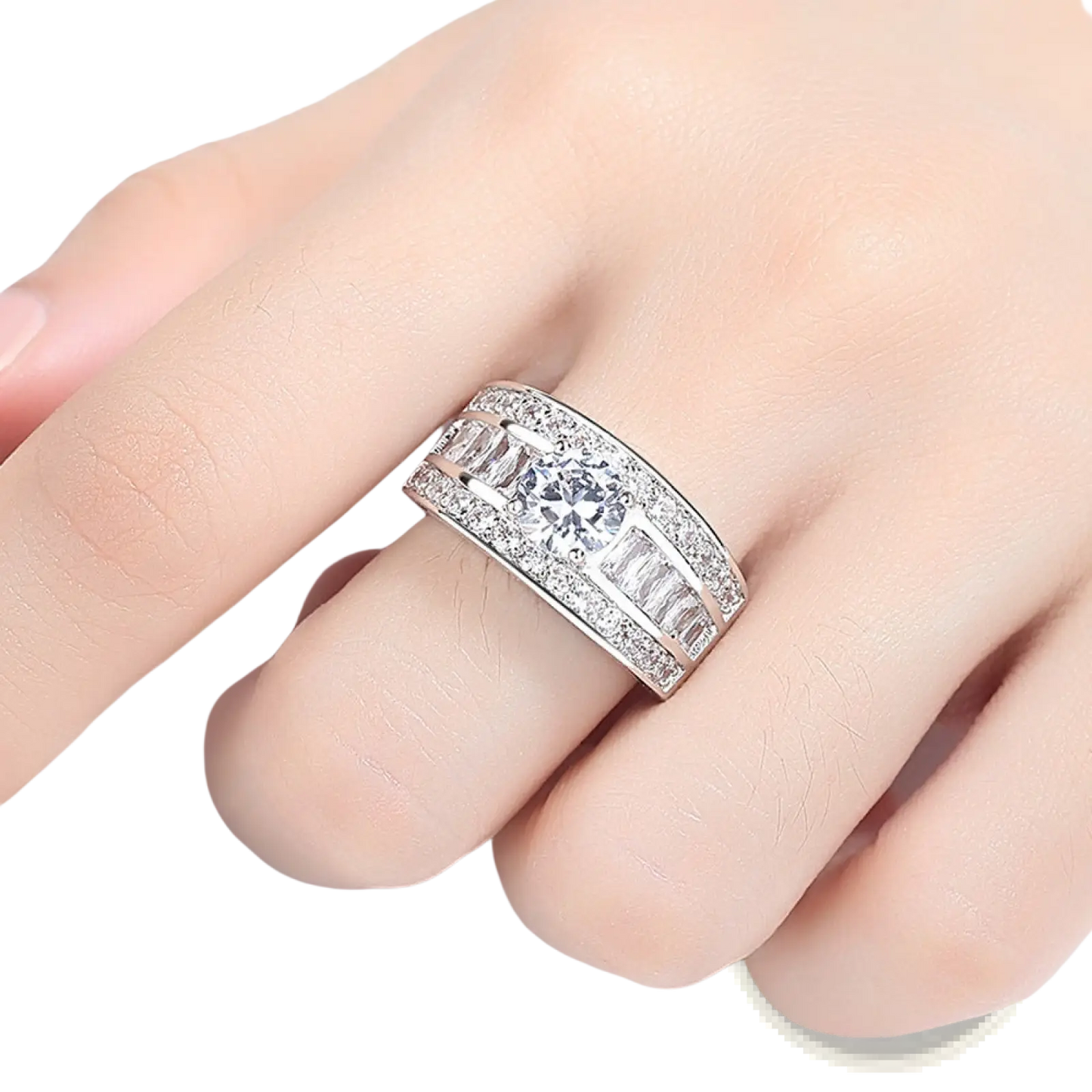 Vintage Zircon Heart Arrow Adjustable Silver Ring
