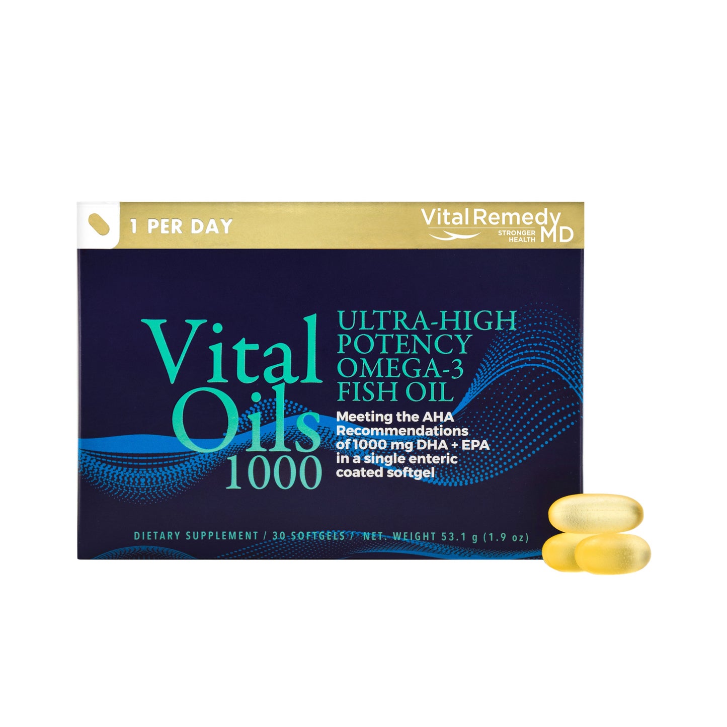 Suplemento Vital Remedy MD VitalOils1000 Ômega-3 DHA e EPA - 30 cápsulas
