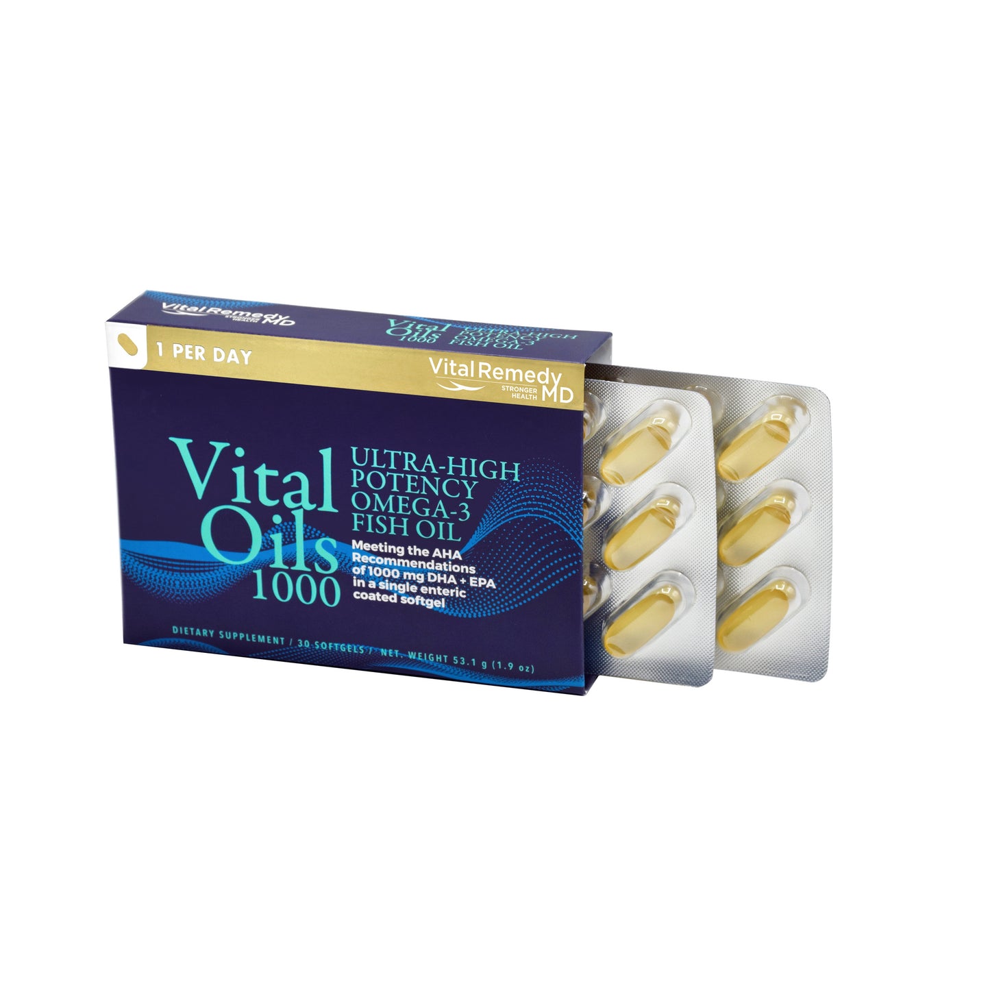 Suplemento Vital Remedy MD VitalOils1000 Ômega-3 DHA e EPA - 30 cápsulas