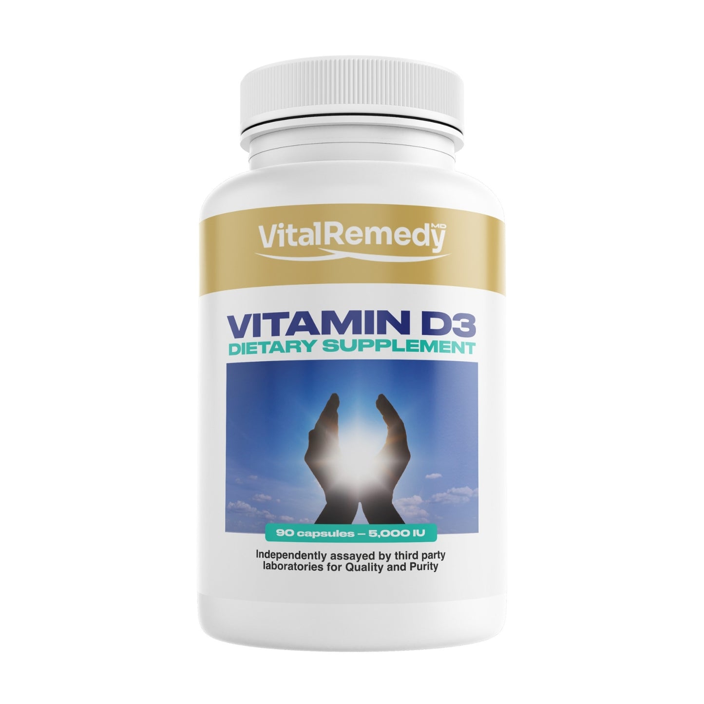 Vital Remedy MD Vitamina D3, 5000 UI Vegetariano - 90 cápsulas