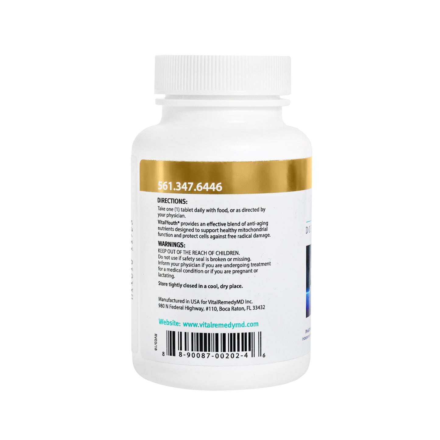 Fórmula antienvelhecimento VitalYouth da Vital Remedy MD - 60 comprimidos