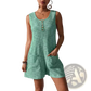 Waffle Knit Button Front Sleeveless Pocket Jumpsuit