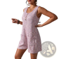 Waffle Knit Button Front Sleeveless Pocket Jumpsuit