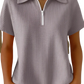 Waffle Knit Half Zip Short Sleeve Polo Shirt