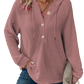 Waffle Knit v Neck Button Front Hoodie