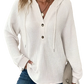Waffle Knit v Neck Button Front Hoodie