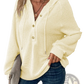 Waffle Knit v Neck Button Front Hoodie
