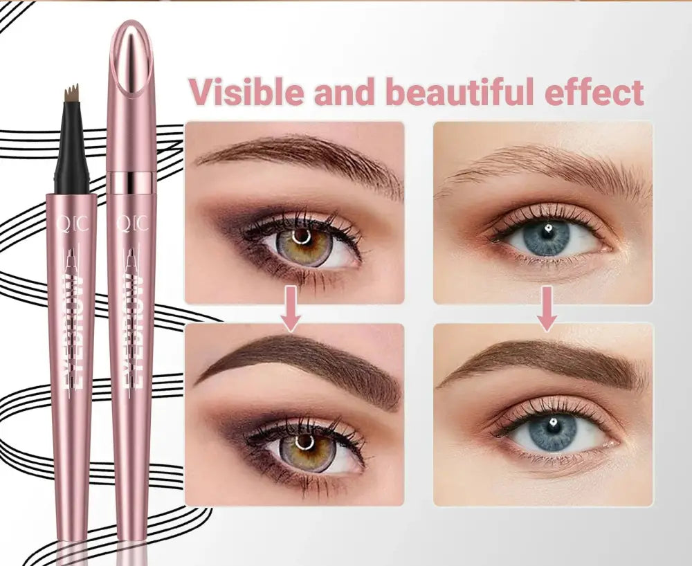 Waterproof 4-fork Liquid Eyebrow Pencil for Natural Definition