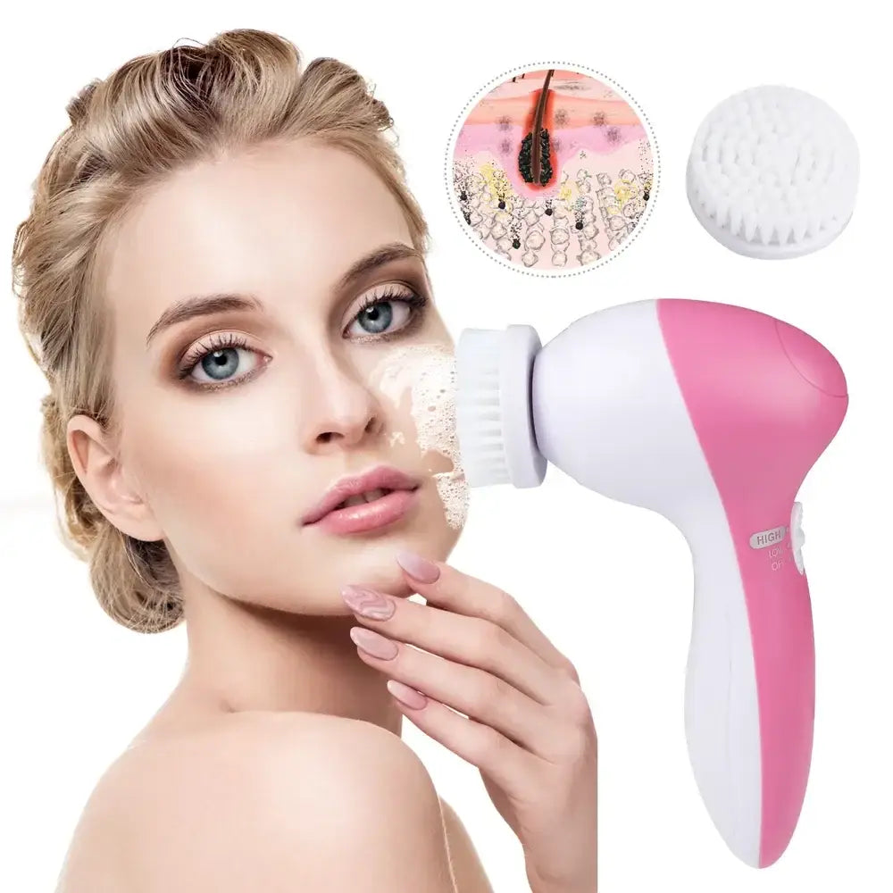 5-in-1 Waterproof Electric Facial Cleansing Spin Brush