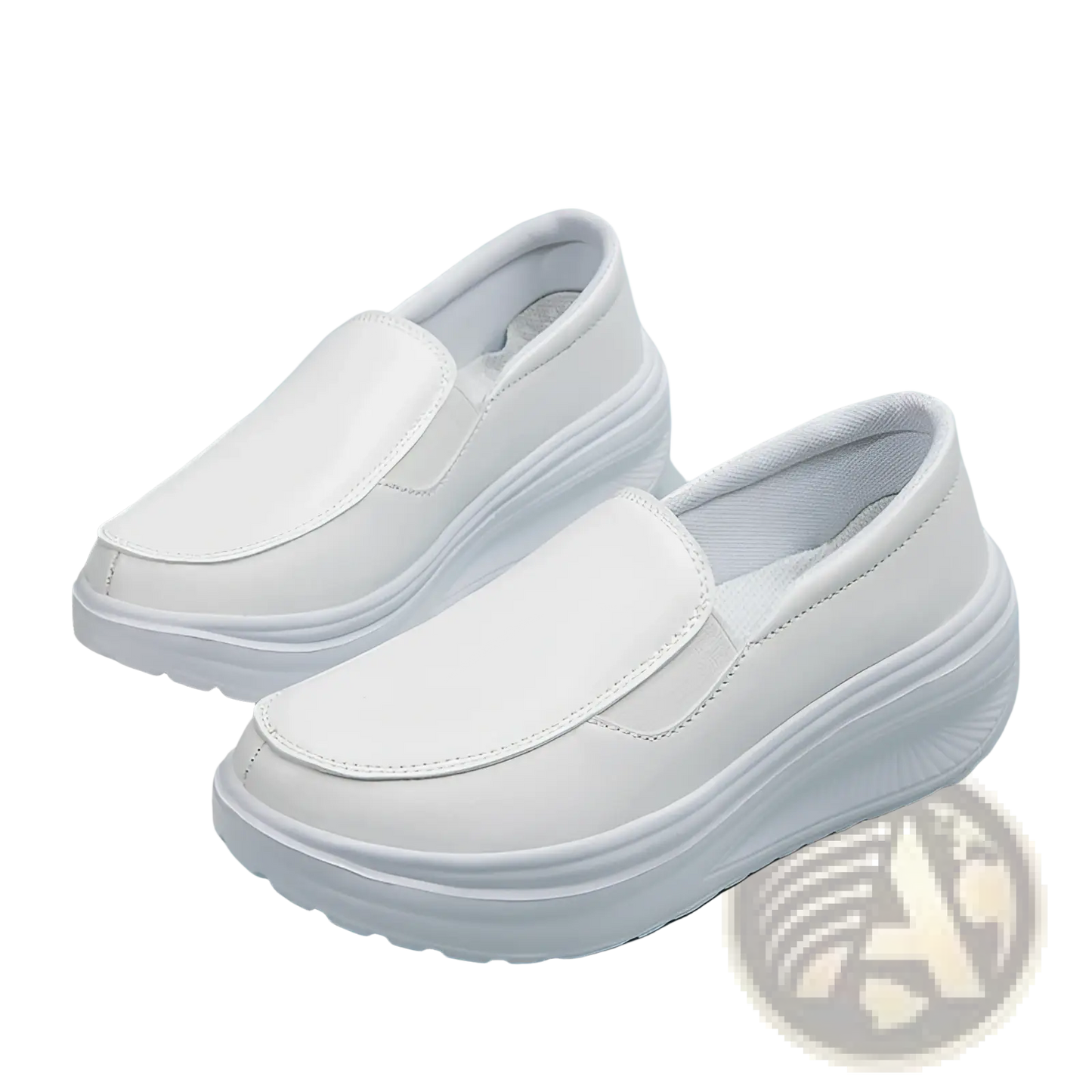 Wedge Heel Platform Slip on Leather Shoes