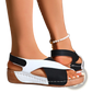 Wedge Sandals Colorblock Platform Cross Strap Shoes