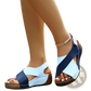Wedge Sandals Colorblock Platform Cross Strap Shoes