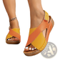 Wedge Sandals Colorblock Platform Cross Strap Shoes