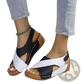 Wedge Sandals Colorblock Platform Cross Strap Shoes