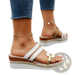 Wedge Sandals with Espadrille Heel and Metal Accents
