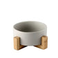 Minimalist Matte Ceramic Bowl Set with Wooden Stands