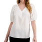 Blusa feminina Alfani com ombros franzidos, branca, tamanho extra grande