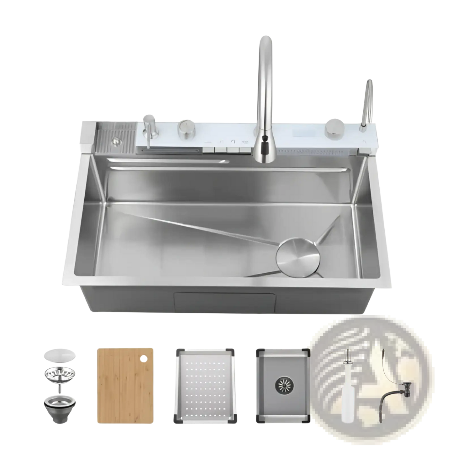 Whale Waterfall Kitchen Sink with Pull-out Faucet