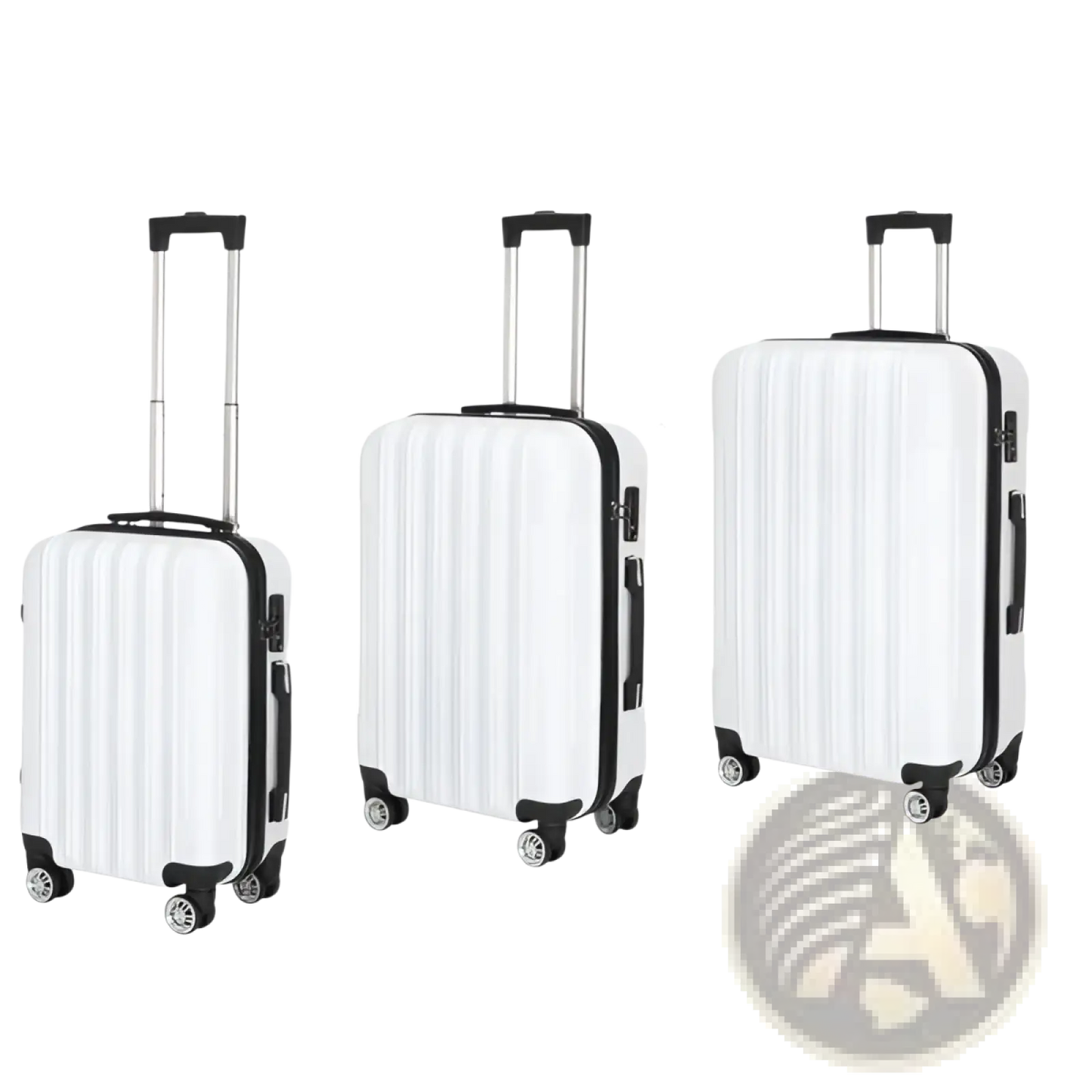 White 3 Piece Hard Shell Spinner Suitcase Set