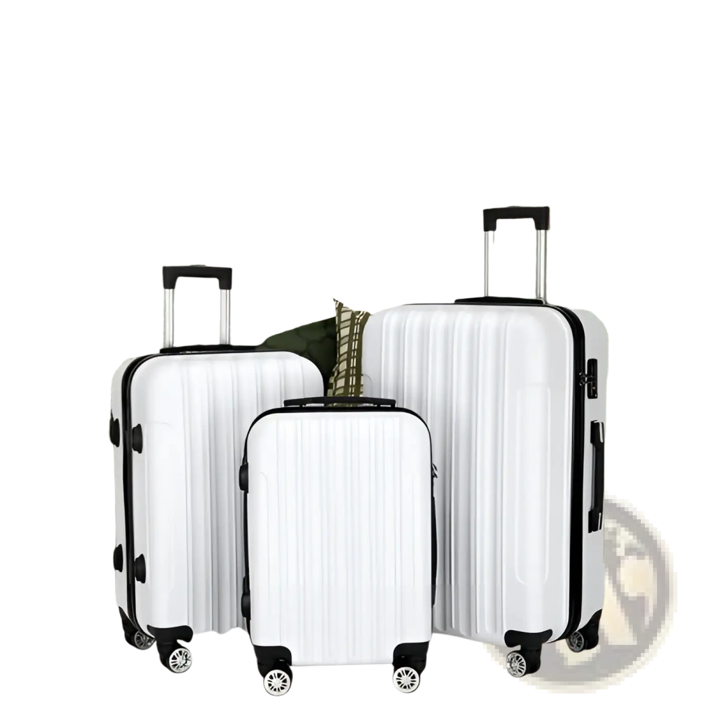 White 3 Piece Hard Shell Spinner Suitcase Set