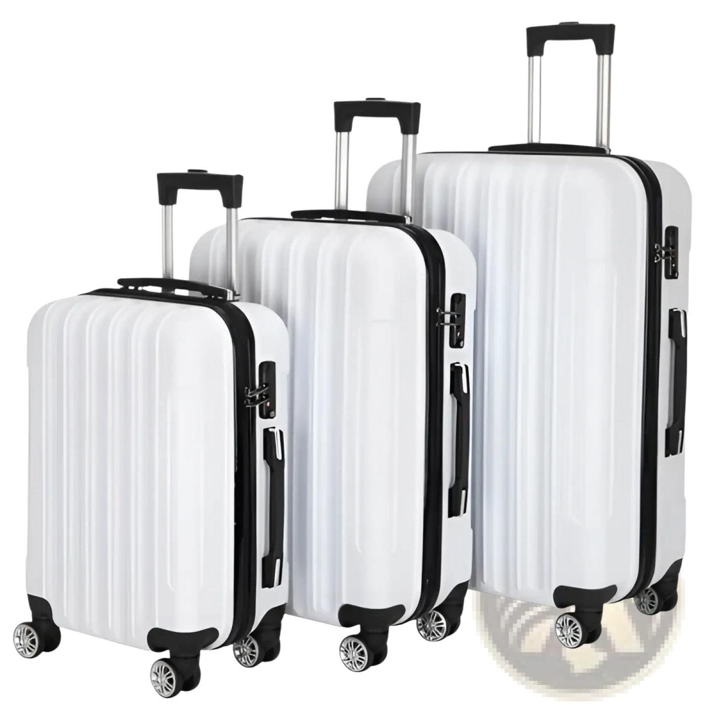 White 3 Piece Hard Shell Spinner Suitcase Set