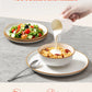 White Ceramic Dinnerware Set Gold Rim 12 Piece