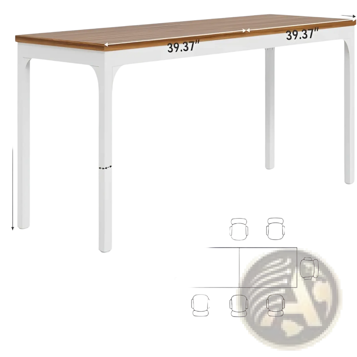 White Computer Desk with Minimalist Wood Top