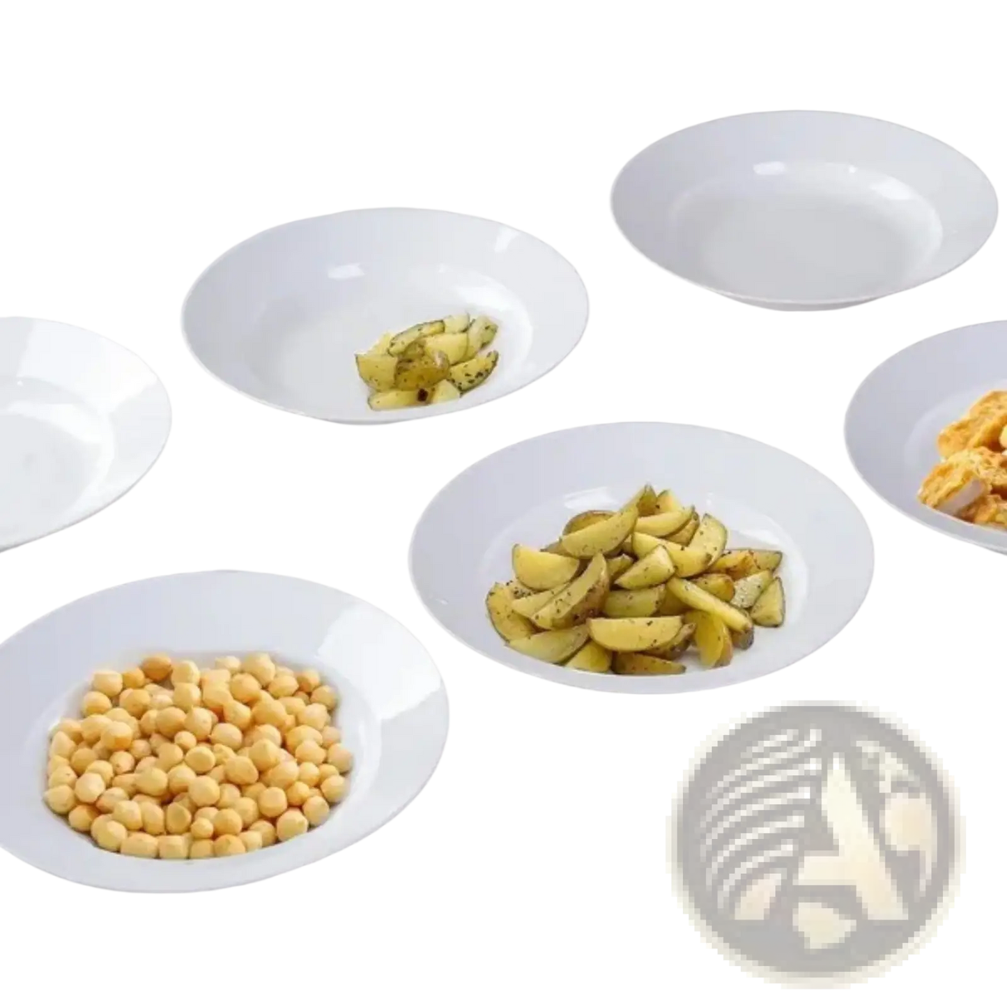 White Dinner Plates Set of 6 Ceramic 9.5 Inch Bowls