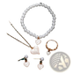 White Heart and Pearl Gold Jewelry Four Piece Set