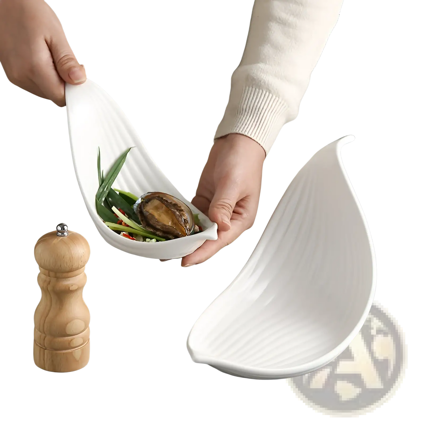 White Leaf Ceramic Plate Irregular Serving Dish