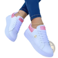 White Platform Sneakers with Bee and Glitter Accents