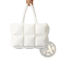 White Quilted Puffer Tote Bag Soft Cotton Handbag